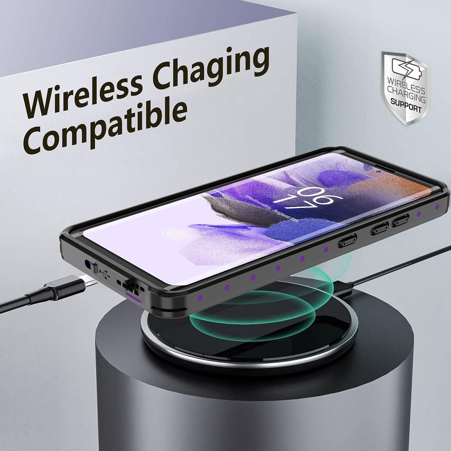 Oterkin Samsung Galaxy S21 Ultra Waterproof Case, Built-In Screen Protector, Dustproof Shockproof 360 Full Body, Purple  Oterkin   