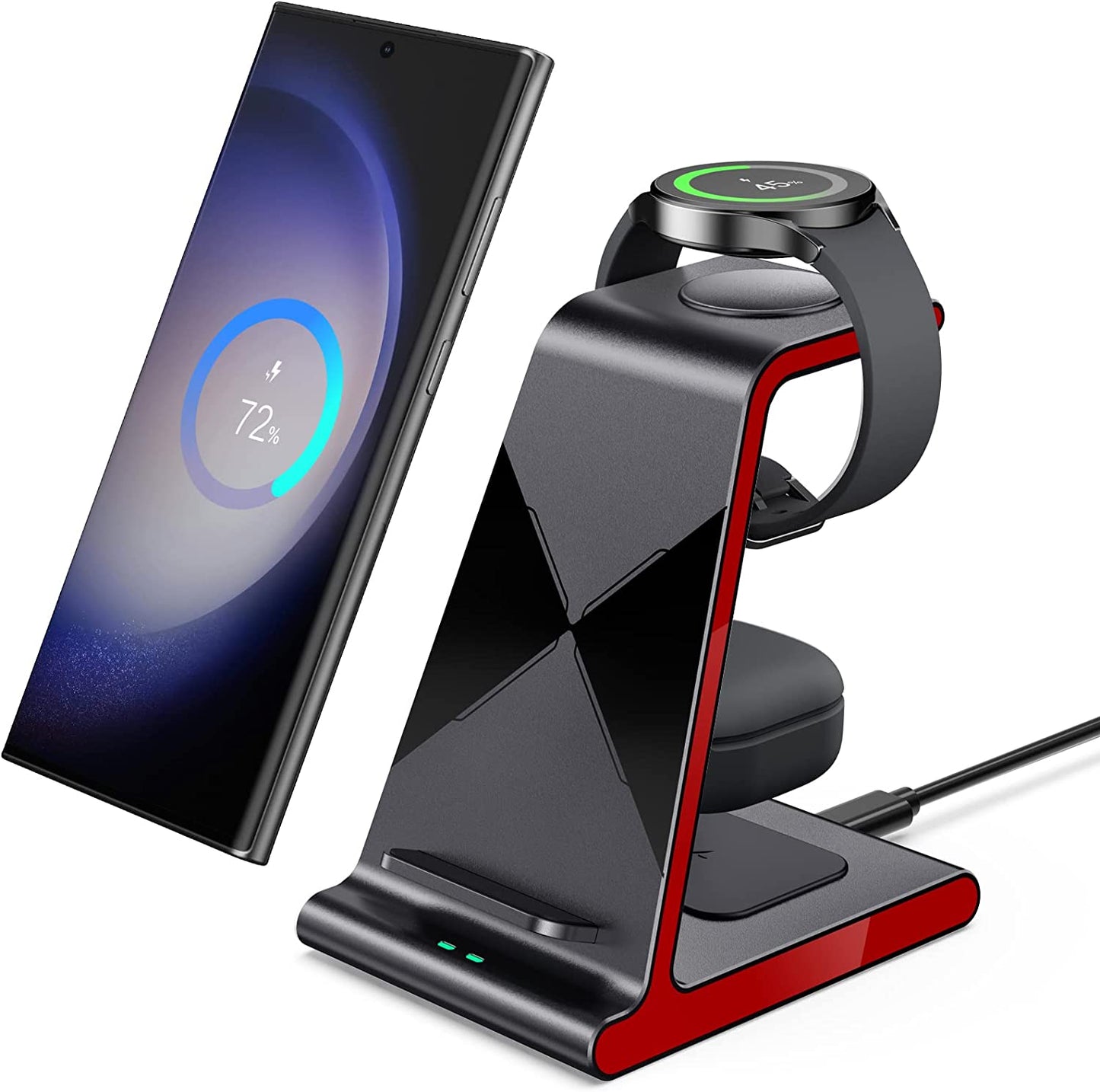 Wireless Charger for Samsung, Charging Station 3 in 1 Compatible with Samsung Galaxy S23 Ultra/S23+/S23/S22 Ultra/S22+/S22/Note 20/Z Fold 4/Z Flip 4, for Galaxy Watch 5 Pro/5/4, Galaxy Buds 2 Pro/Pro  Shenzhen Xuanfeng Innovations Technology Co., Ltd. Red  