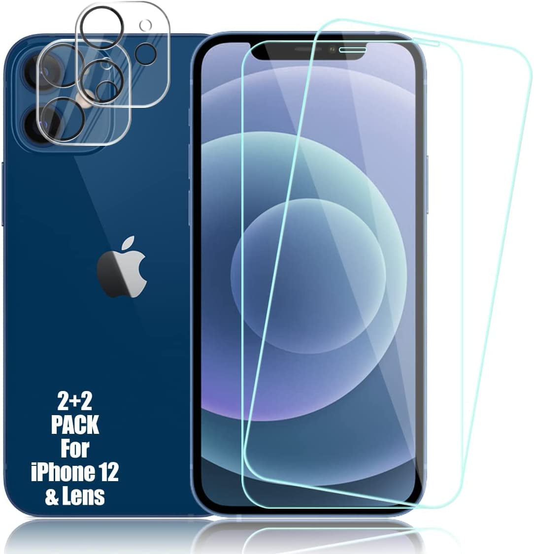 Galaxy Note 20 Tempered Glass Screen Protector + Camera Lens Protector [ 2 + 2 Pack ] [Compatible Fingerprint] [Anti-Scratch] [Case Friendly] Clear HD Protective Film for Samsung Galaxy Note 20  BIGFACE Iphone 12  