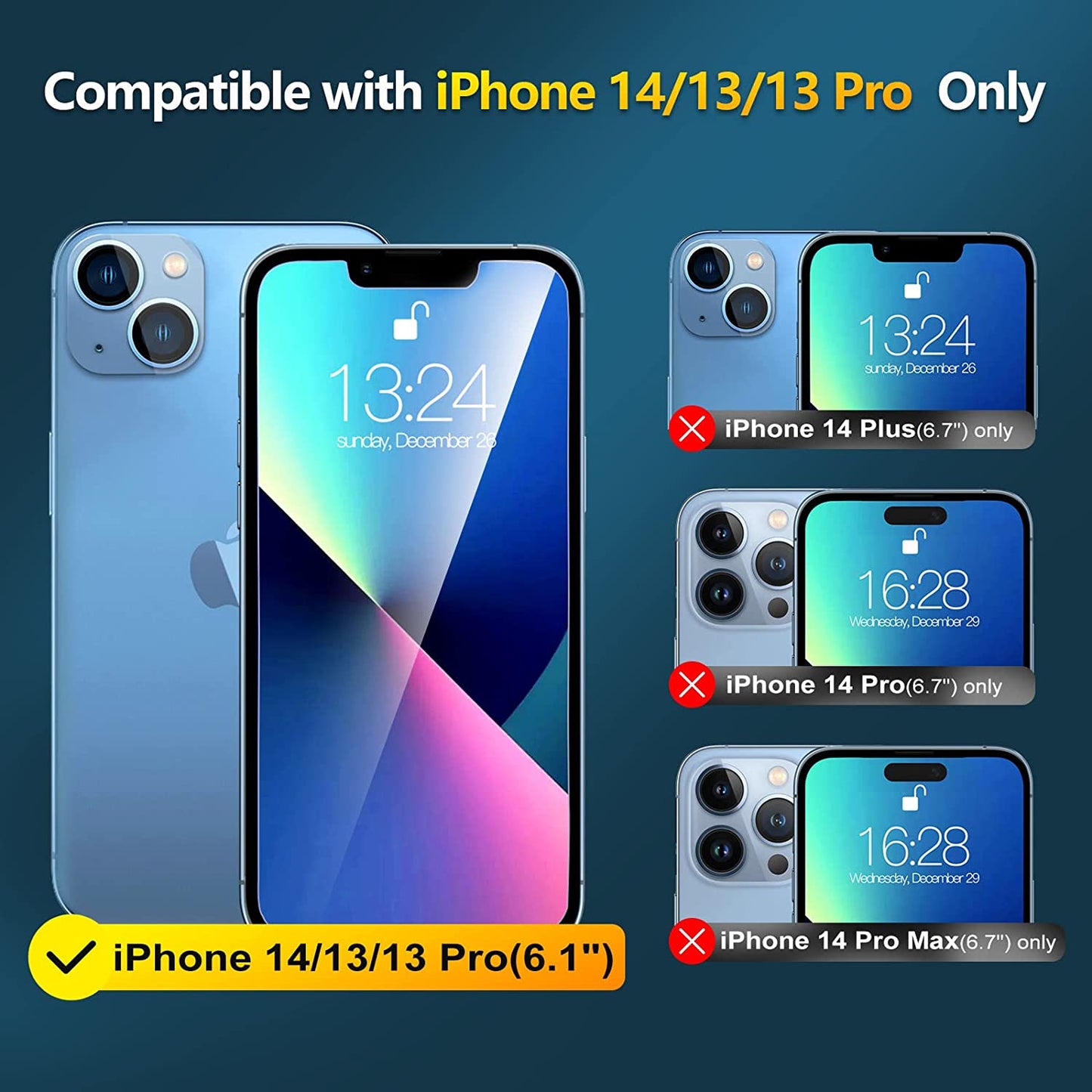 Invoibler 3 Pack Screen Protector Compatible with Iphone 14/13/13 Pro 6.1", Iphone 14/13/13 Pro Screen Protector Tempered Glass, [HD Clear] [Anti-Scratch] [Case Friendly] [Bubble Free]  Invoibler   
