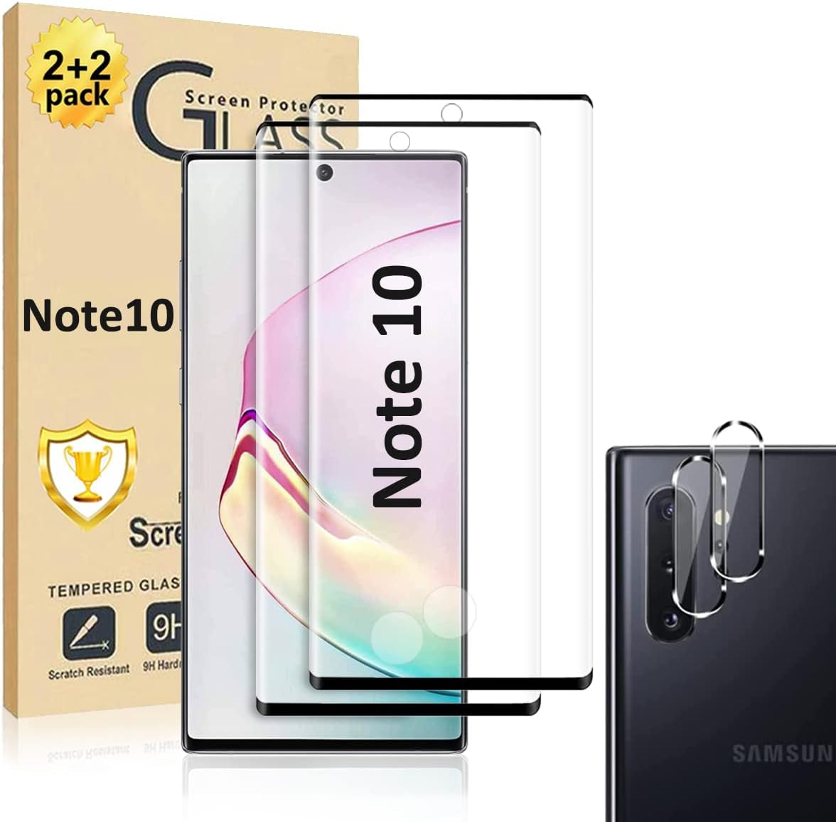 Micger Galaxy Note 20 Ultra Screen Protector, 2 Pack Camera Lens Protector【2+2 Pack】 Compatible Fingerprint, Easy Installation, 3D Glass 9H Hardness Tempered Glass Screen Protector for Samsung Galaxy Note 20 Ultra 5G  Micger Samsung Galaxy Note 10 Screen Protector  