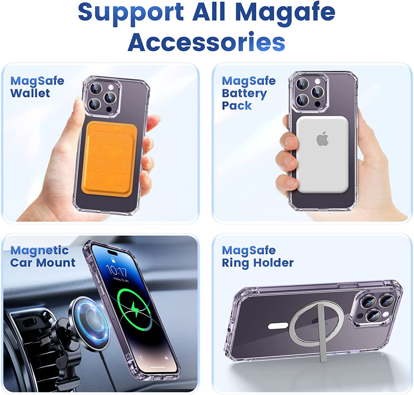 NULETO 【3 in 1】 for Iphone 14 Pro Max Case, Iphone 14 Pro Max Magsafe Case with 9H Tempered Glass Screen Protector & Camera Lens Protector Full-Body Protective Heacy Duty Shockproof Slim Thin - Clear  Nuleto   