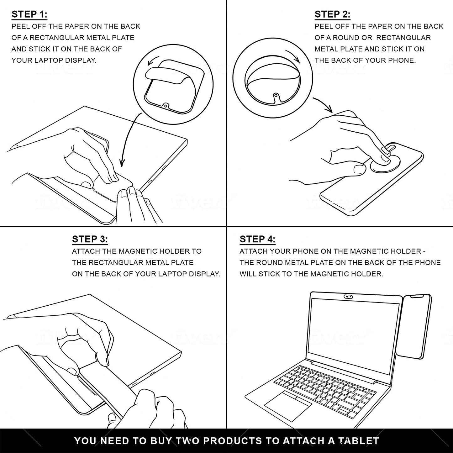 Apulat Strong Neodymium Magnet; Used to Attach a Phone, a Tablet or a Second Screen to Your Laptop or Computer Monitor; Use the Ipad as an Additional Display for Your Macbook; for Office or Portable  Apulat   