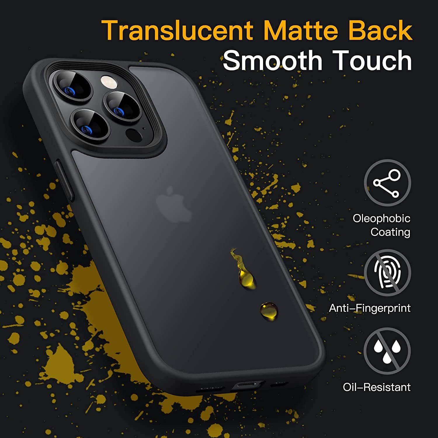 Jetech Matte Case for Iphone 14 Pro Max 6.7-Inch (NOT for Iphone 14 Pro 6.1-Inch), Shockproof Military Grade Drop Protection, Frosted Translucent Back Phone Cover, Anti-Fingerprint (Black)  JETech   