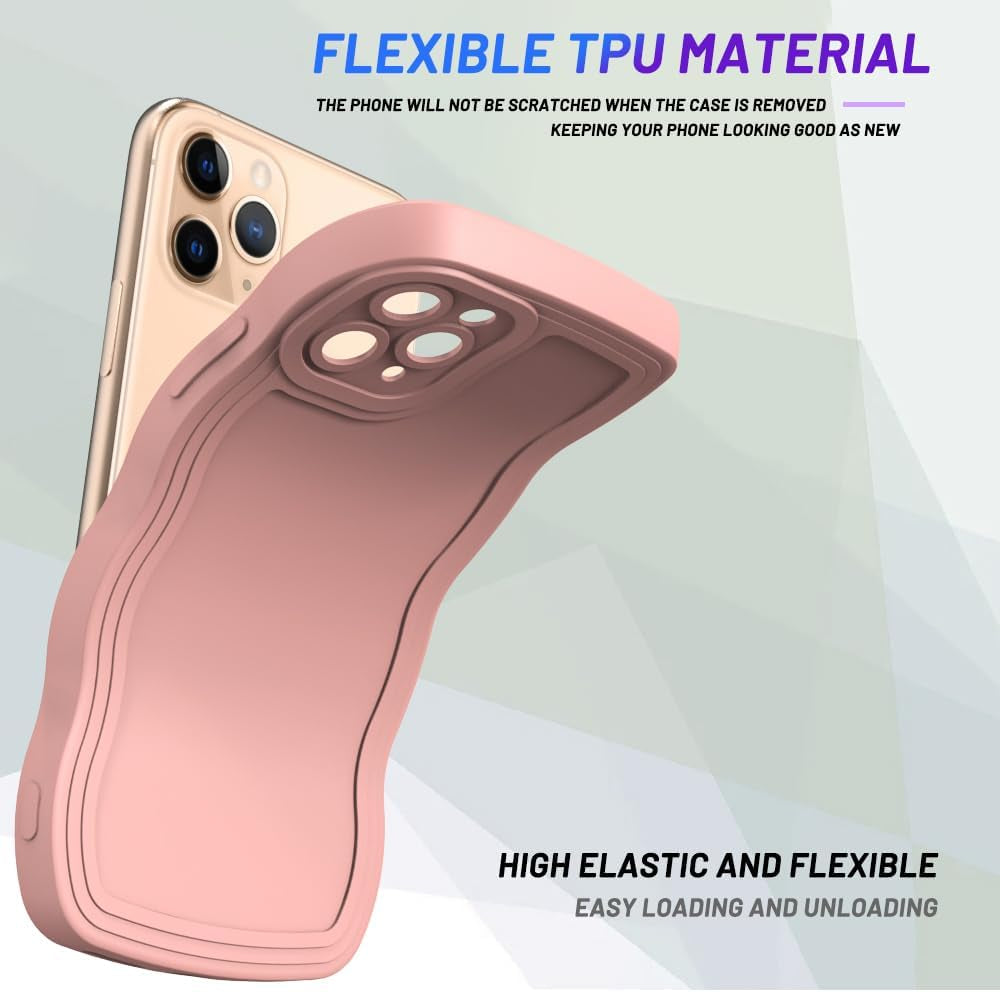 WOGROO Case for Iphone 11 Pro Case,Wave Curly Frame Design,Soft Flexible Tpu,Cute Wavy Solid Color Aesthetic Flashion Phone Case Shockproof Protective Case Cover 5.8" - Pink  WOGROO   