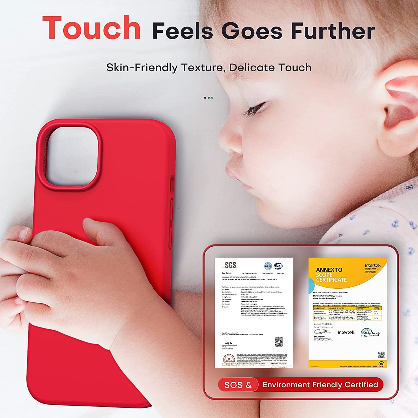 TOCOL 5 in 1 for Iphone 14 Case, with 2 Pack Screen Protector + 2 Pack Camera Lens Protector, Slim Liquid Silicone Phone Case Iphone 14 6.1 Inch, [Anti-Scratch] [Drop Protection], Bright Red  TOCOL   