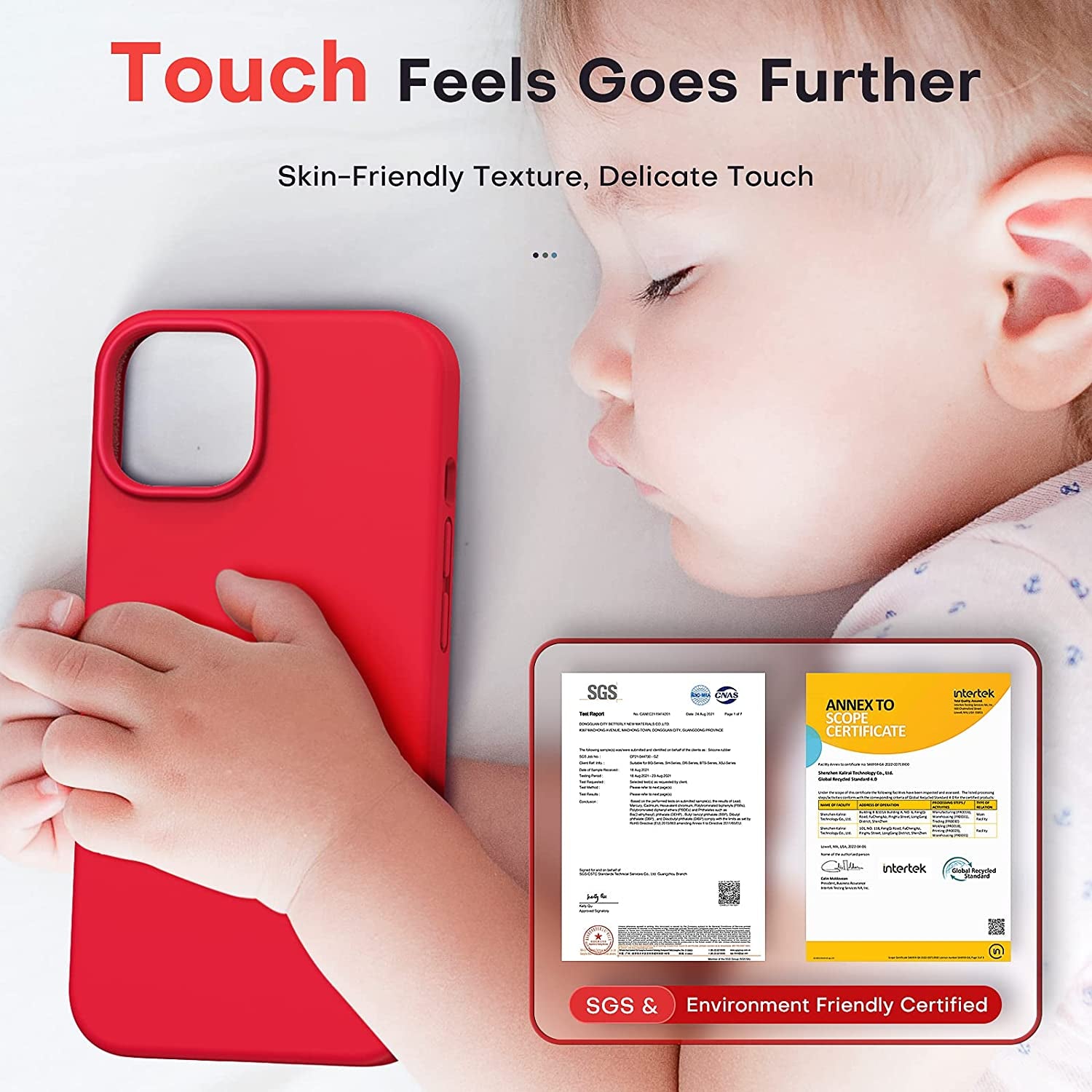 TOCOL 5 in 1 for Iphone 14 Case, with 2 Pack Screen Protector + 2 Pack Camera Lens Protector, Slim Liquid Silicone Phone Case Iphone 14 6.1 Inch, [Anti-Scratch] [Drop Protection], Bright Red  TOCOL   