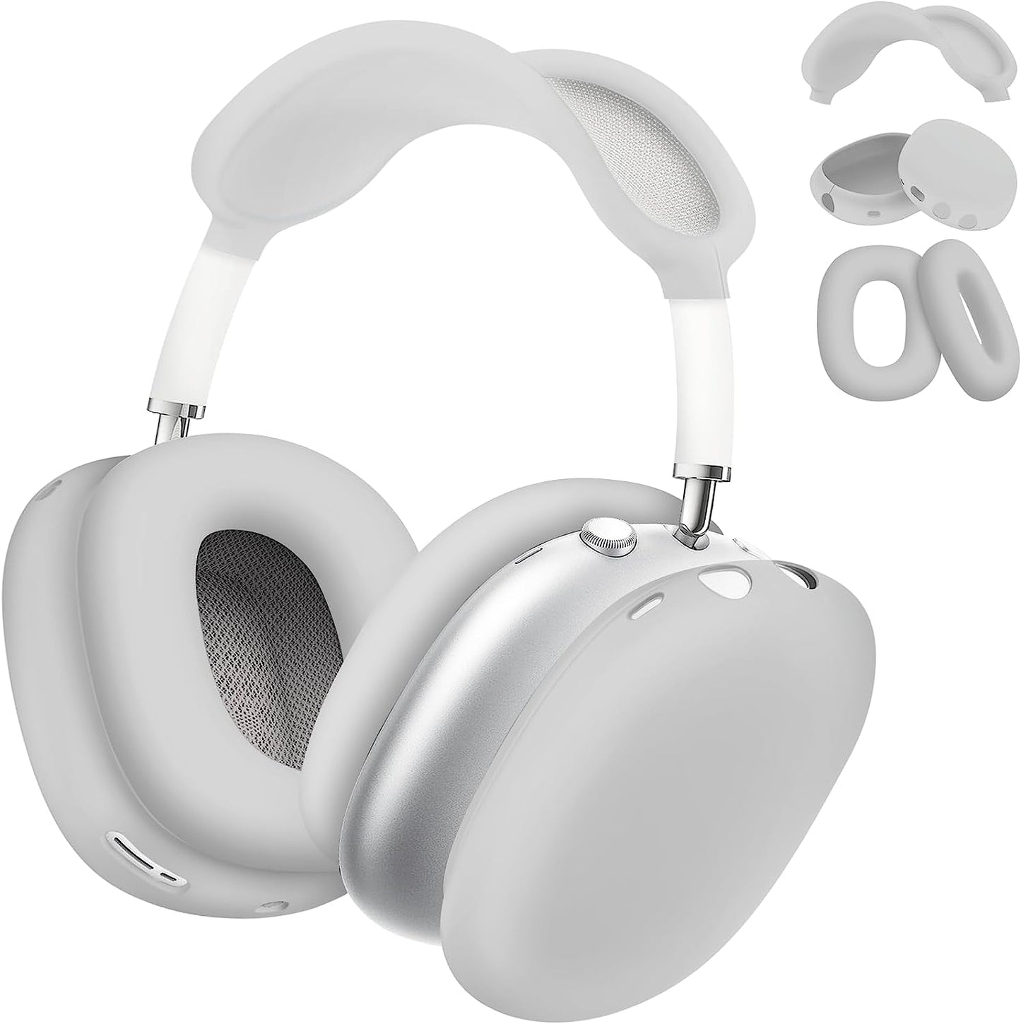 Vsagier Silicone Case for Airpods Max Headphones, Scratch-Resistant Earcup Caps and Headband Cover for Airpods Max, Airpods Max Accessory Skin Case,(Light Pink)  Vsagier H-Grey plus  