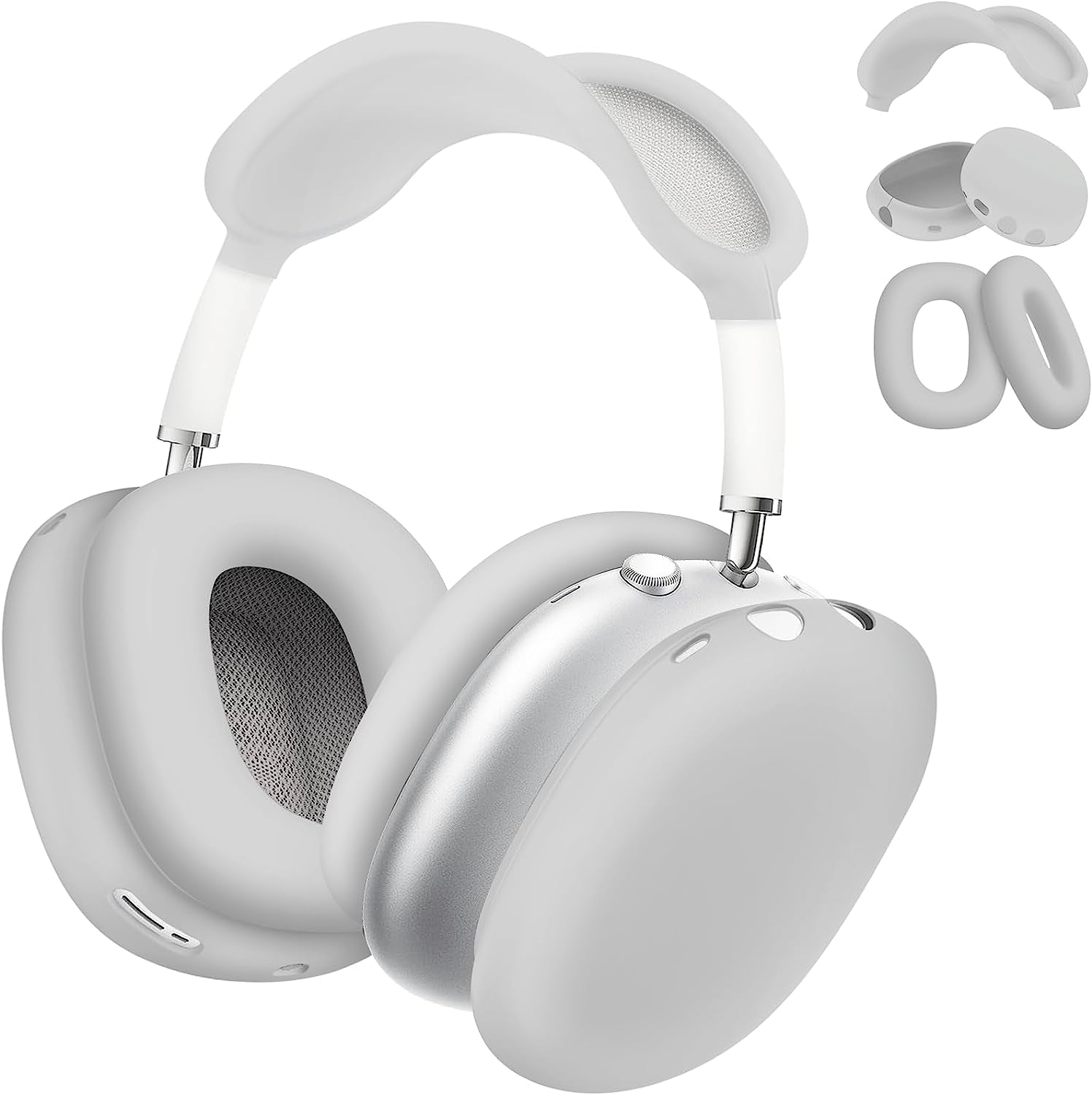 Vsagier Silicone Case for Airpods Max Headphones, Scratch-Resistant Earcup Caps and Headband Cover for Airpods Max, Airpods Max Accessory Skin Case,(Light Pink)  Vsagier H-Grey plus  