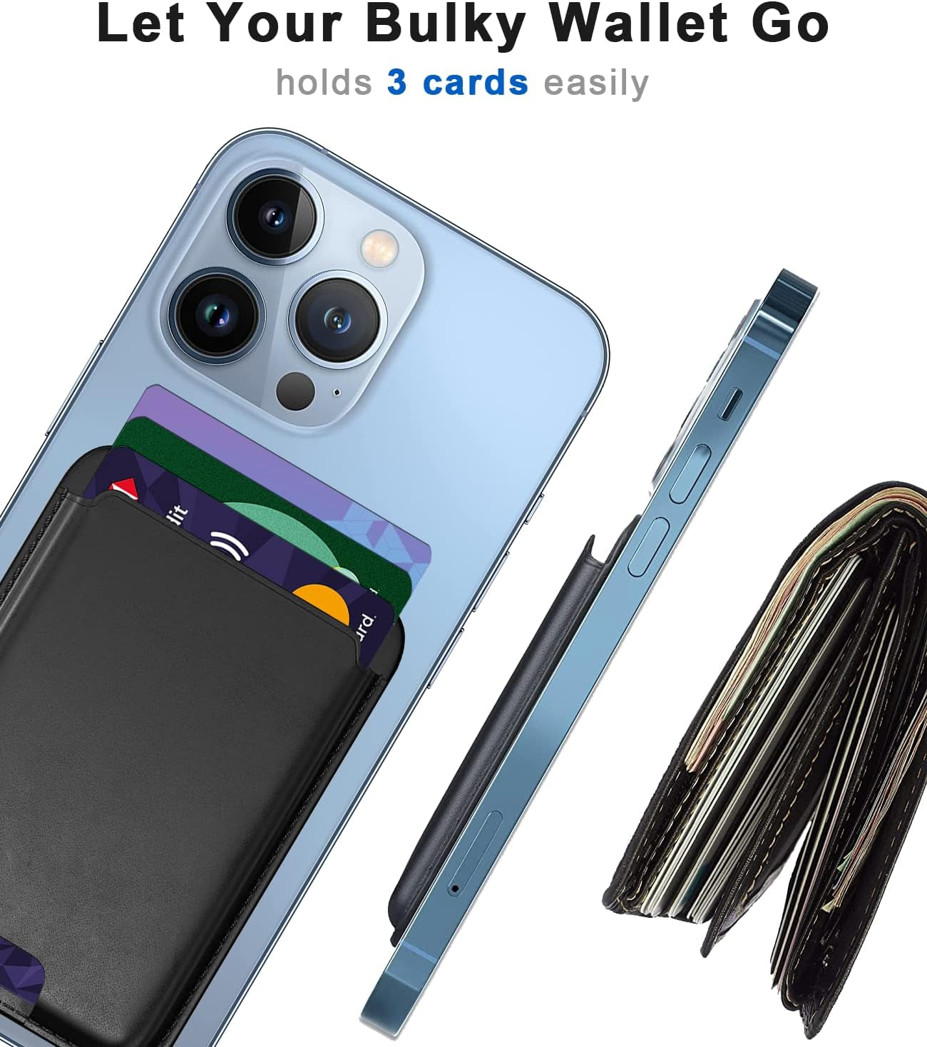 Magnetic Card Holder Designed for Magsafe Wallet, Designed for Iphone 12 13 14 15 Pro Max Mini, Highimitation Leather, Strong Magnet on Back, Quick Access (3 Cards, Dark Cherry)  Python Trend One   