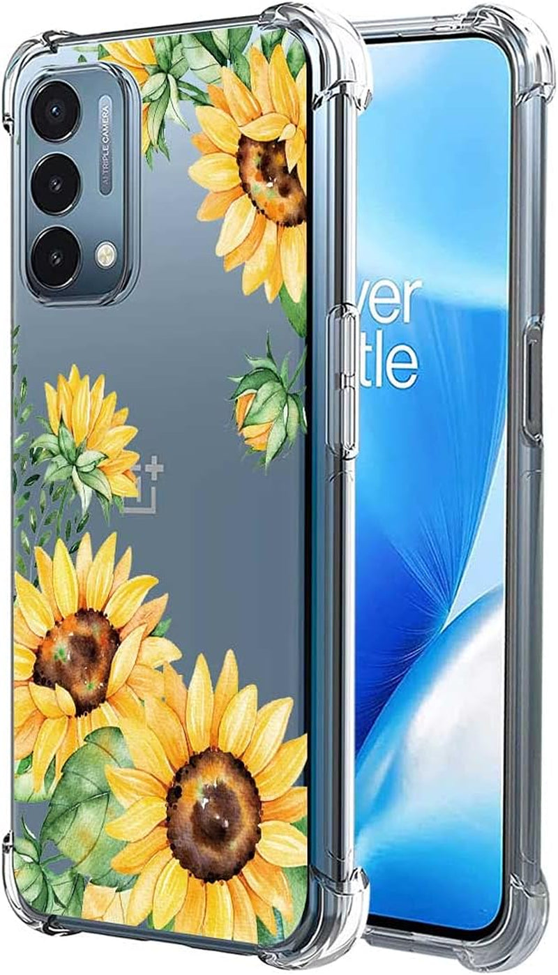 Follmeair for Oneplus Nord N200 5G Case, Slim Flexible TPU for Girls Women Airbag Bumper Shock Absorption Rubber Soft Silicone Case Cover Fit for Oneplus Nord N200 5G (Butterfly)  FollmeAir Sunflower/Yellow  