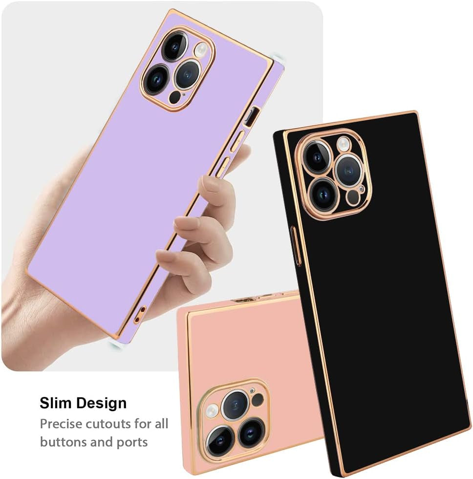 LSL Case for Iphone 14 Pro Soft TPU Bumper Anti-Drop Anti-Scratch Shock Absorption Full Body Heavy Duty Protective Wireless Slim Purple Plating Square Cover Compatible with Iphone 14 Pro  LSL   