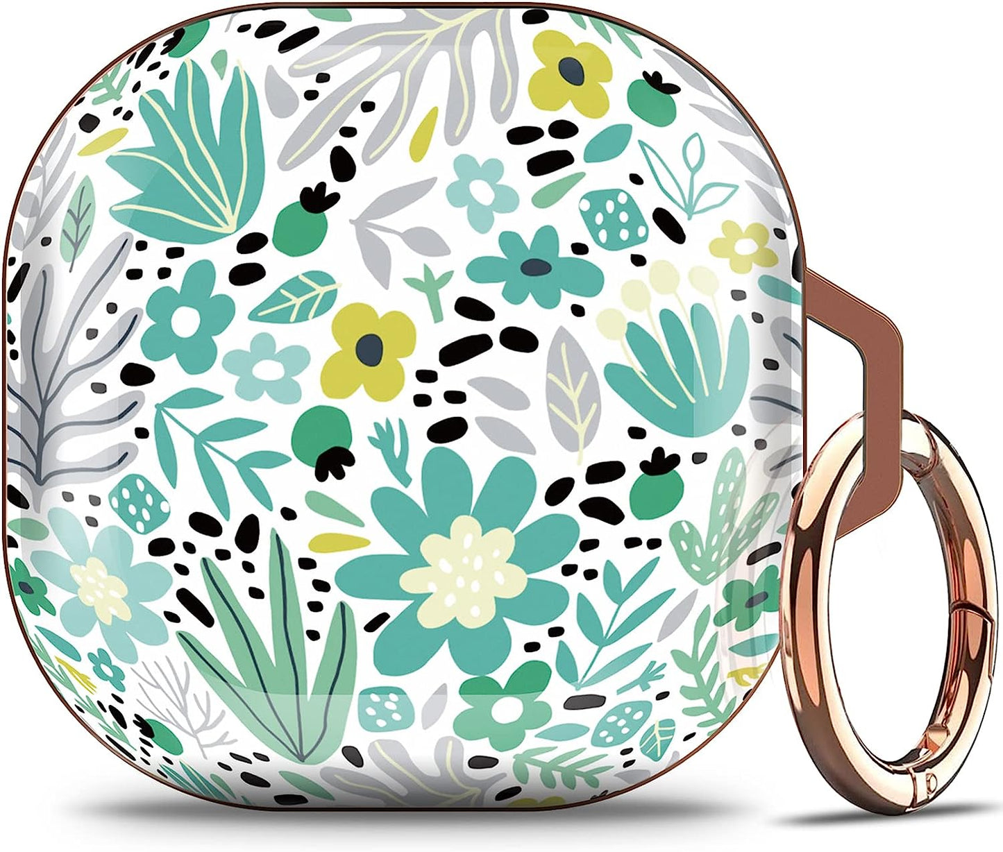 Happypapa Case for Samsung Galaxy Buds2 Pro (2022)/ Galaxy Buds 2 (2021)/ Galaxy Buds Pro (2021)/ Galaxy Buds Live (2020) for Women Girls Kids Men Full Protective Case Cover (Flowers Berries)  Happypapa Green Flower  