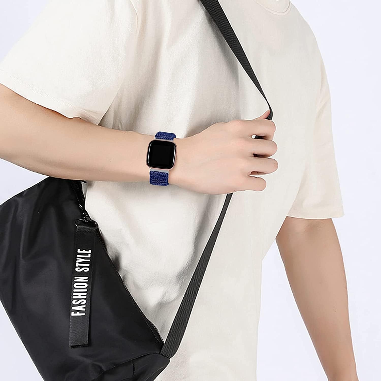 3 Pack Elastic Nylon Bands Compatible with Fitbit Sense/Versa 3, Soft Adjustable Breathable Sport Replacement Wristbands Straps for Woman Man  voma   