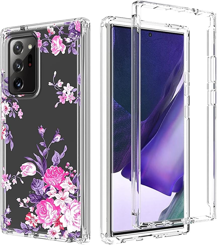 Zoeirc Case for Galaxy Note 20 Ultra 5G, Samsung Note 20 Ultra Clear Case, TPU 360 Full Body Shockproof Hybrid Bumper Crystal Clear Phone Case Cover for Samsung Galaxy Note 20 Ultra (Rose Flower)  Zoeirc   