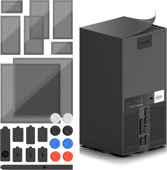 2 Pack Dust Filter Cover for Xbox Series X with Rubber Dust Plugs and Joystick Thumb Grips, YUANHOT Accessories Top Case Vent Dust Proof Filter Cover  YUANHOT US   