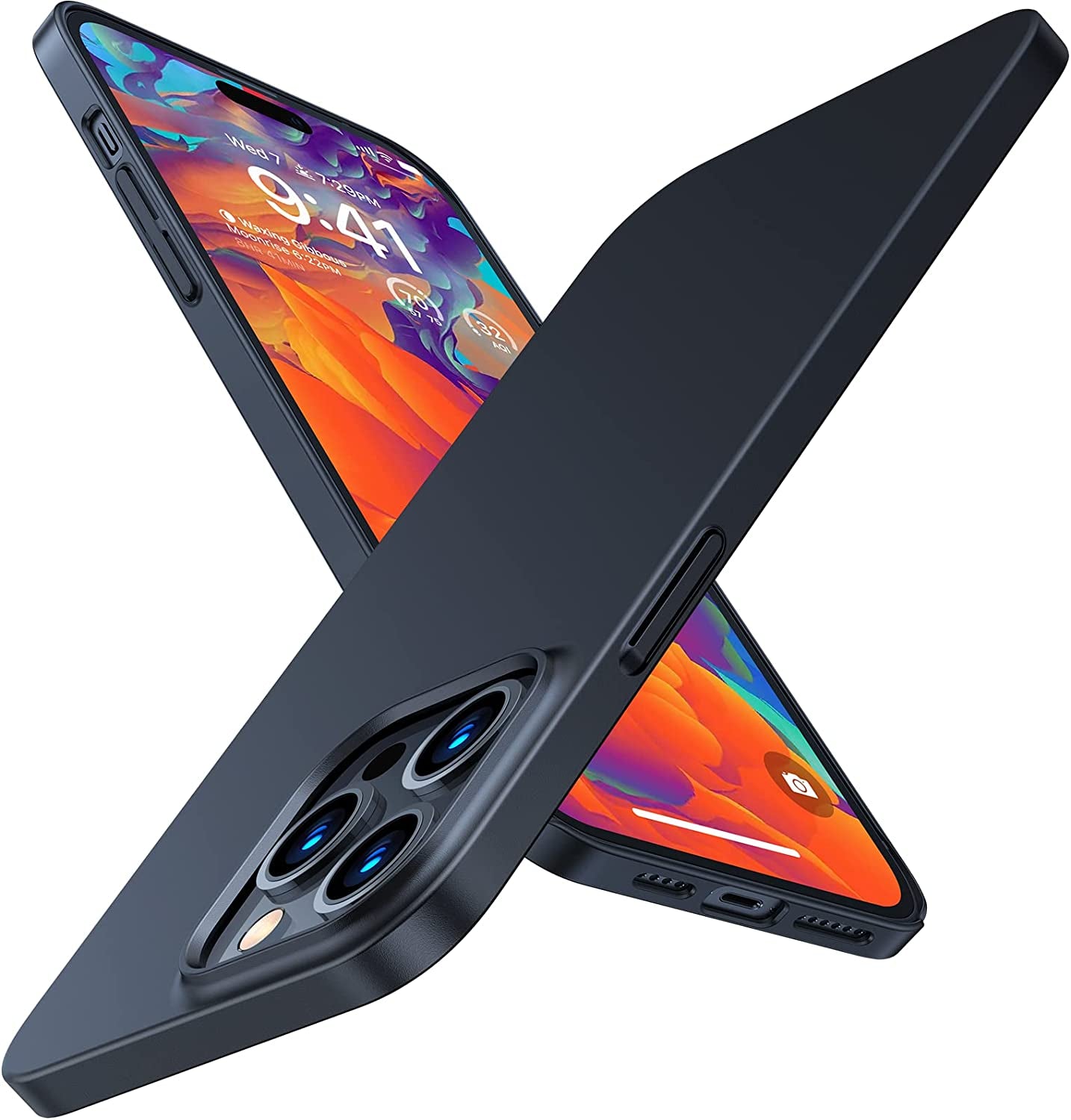 TORRAS Slim Fit Designed for Iphone 14 Pro Max Case 6.7 Inch, Ultra-Thin 14 Pro Max Case 2022, Lightweight Hard PC Cover Phone Cases for Iphone 14 Pro Max Phone Case Blue, Originfit  TORRAS 1-Matte Black  