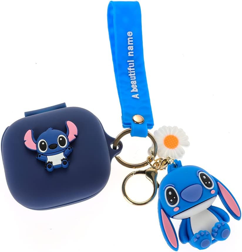Fit Designed for Beats Fit Pro 2021 New Earbuds, Suublg Beats Fit Pro Cartoon Silicone Headphones Charging Case Cover with Cute Doll Keychain Full Body Anti-Lost Lanyard Protection  Suublg Stitch  