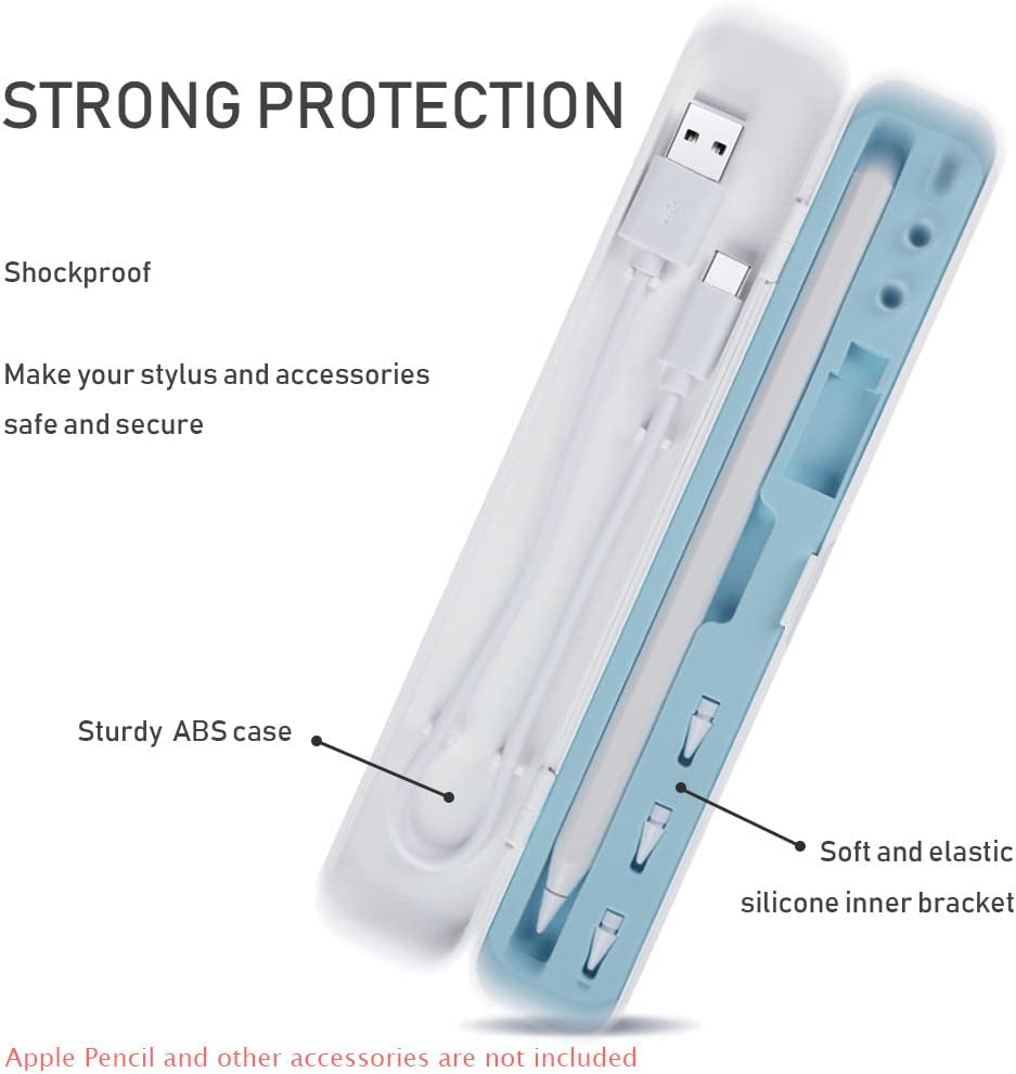 SIXFU Pencil Case for Apple Pencil 2Nd Generation/Apple Pencil 1St Generation, Storage Case Design for Apple Pencil Tips Stylus Ipad Pencil Accessories(White+Blue)  SIXFU   