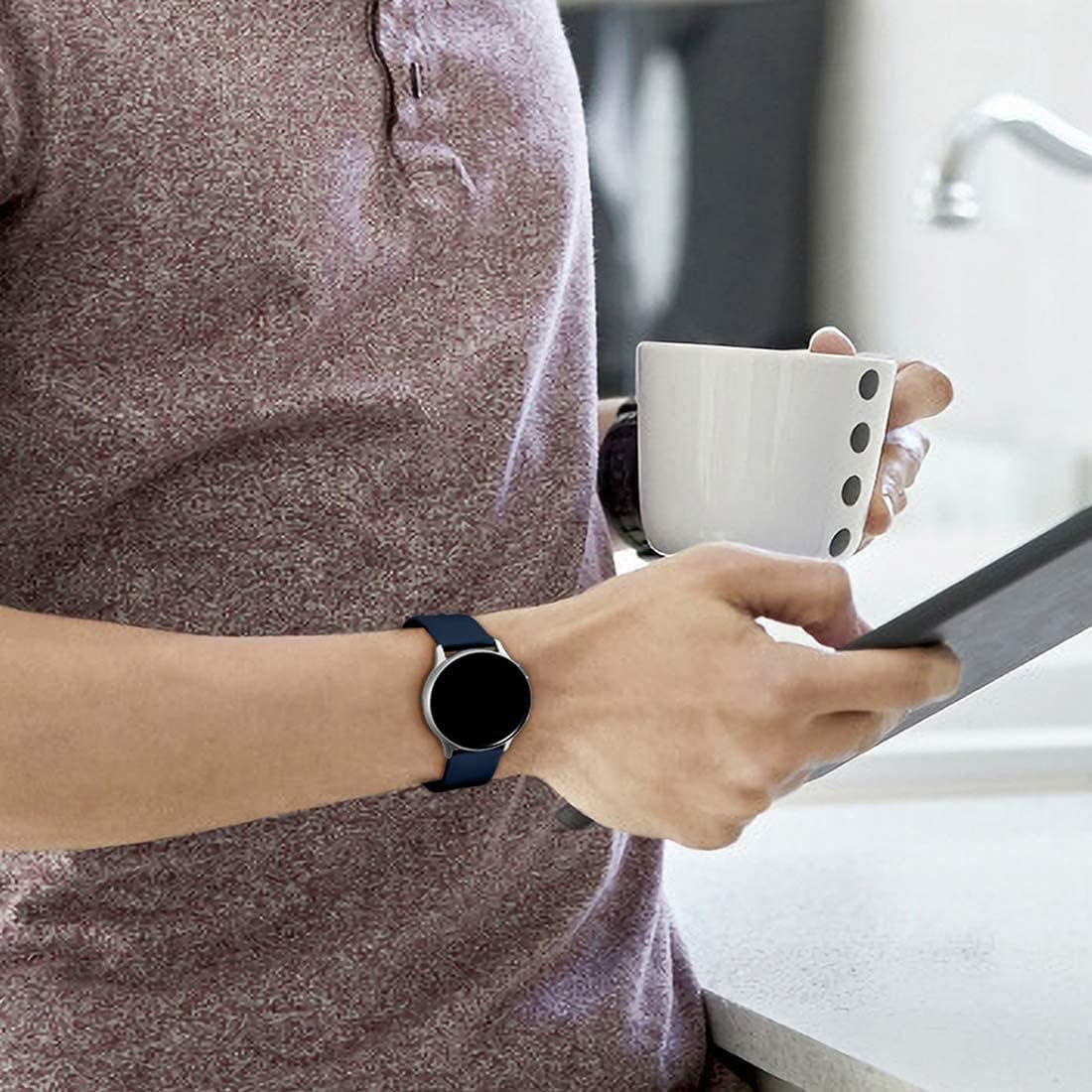 Lerobo Bands Compatible with Samsung Galaxy Watch Active/Active 2 44Mm 40Mm/Galaxy Watch 3 41Mm/Galaxy Watch 42Mm, 20Mm Soft Silicone Sport Strap Replacement Bands,3 Pack,Large,Black Navy Blue Gray  Lerobo   