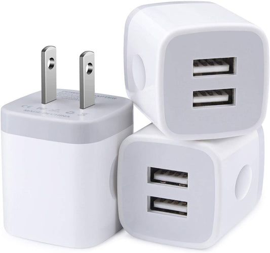 Charger Block, USB Wall Charger, Double USB Fast Charging Cube Block Charger Box, 2.1A Phone Charger Power Adapter 3 Pack for Iphone 14 13 12 11 Pro Max XS XR X 8 7 6S Samsung Galaxy S23 A14 Note 20  Shenzhen Putuo Technology Co.,Ltd   