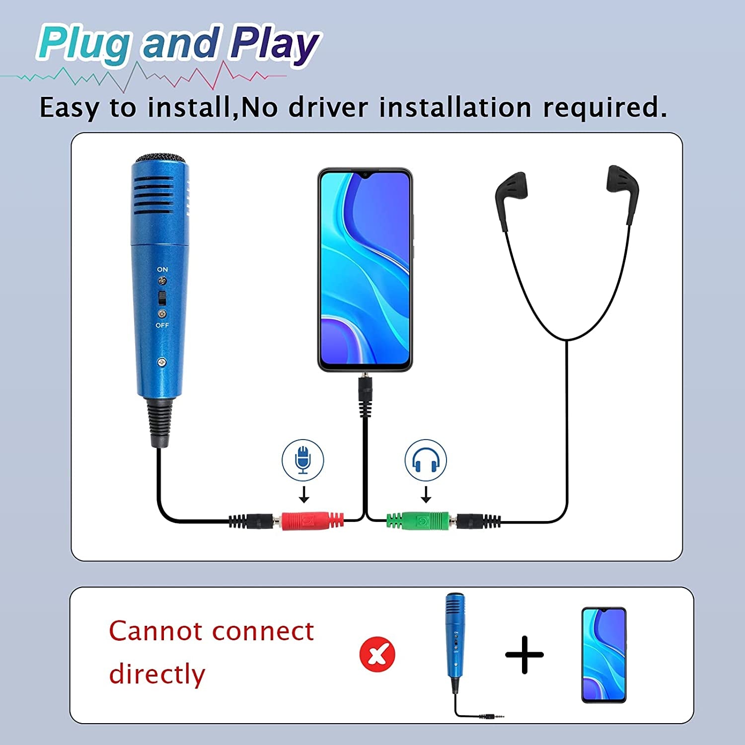 3.5Mm Condenser Microphone,Msizoy Studio Recording Microphone W/Stand for Phone Computer PC MAC Laptop Windows Mini Mic for Youtube Podcast Singing Video Live Stream Conference Facebook Karaoke(Blue)  MSIZOY   