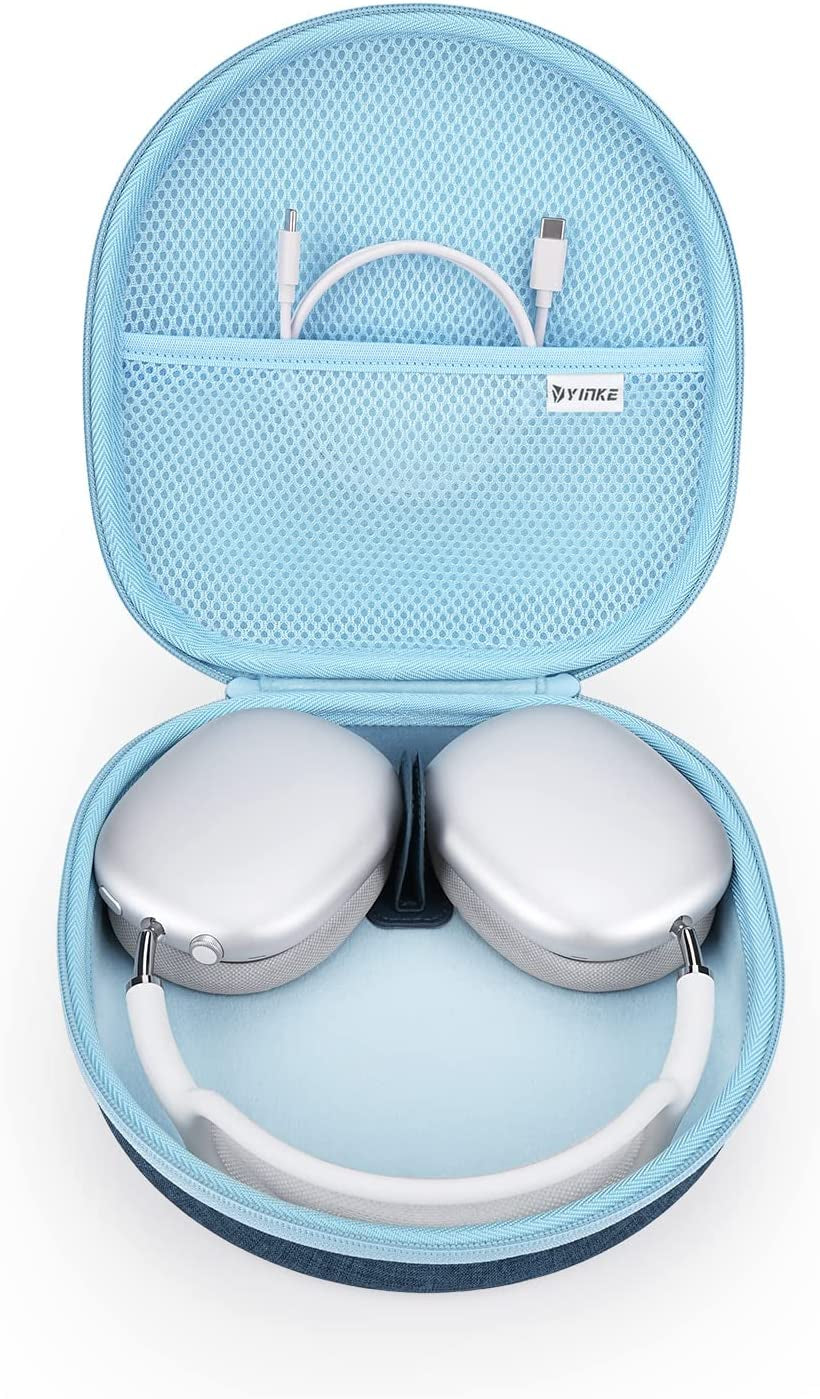 Yinke Smart Case for Apple Airpods Max Supports Sleep Mode, Hard Organizer Portable Carry Travel Cover Storage Bag (Black)  Yinke blue  