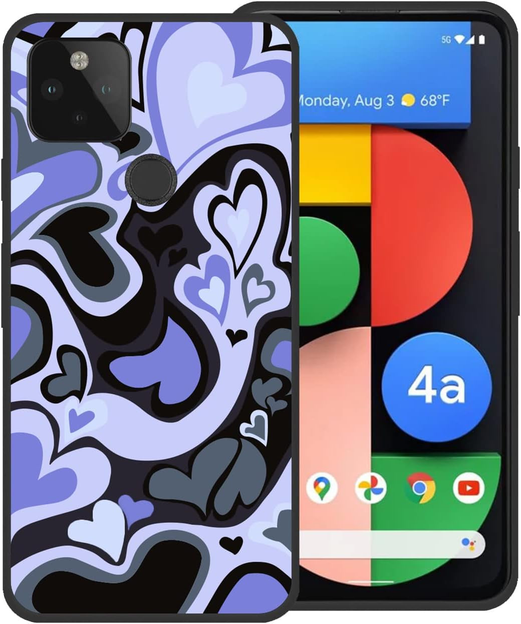 Zaztify Phone Case for Google Pixel 4A 5G, Lovely Irregular Brown Love Heart Khaki Lovecore Aesthetic Cute Shockproof Protective Anti-Slip Thin Soft Cover Shell  zaztify Purple Black Lovecore  