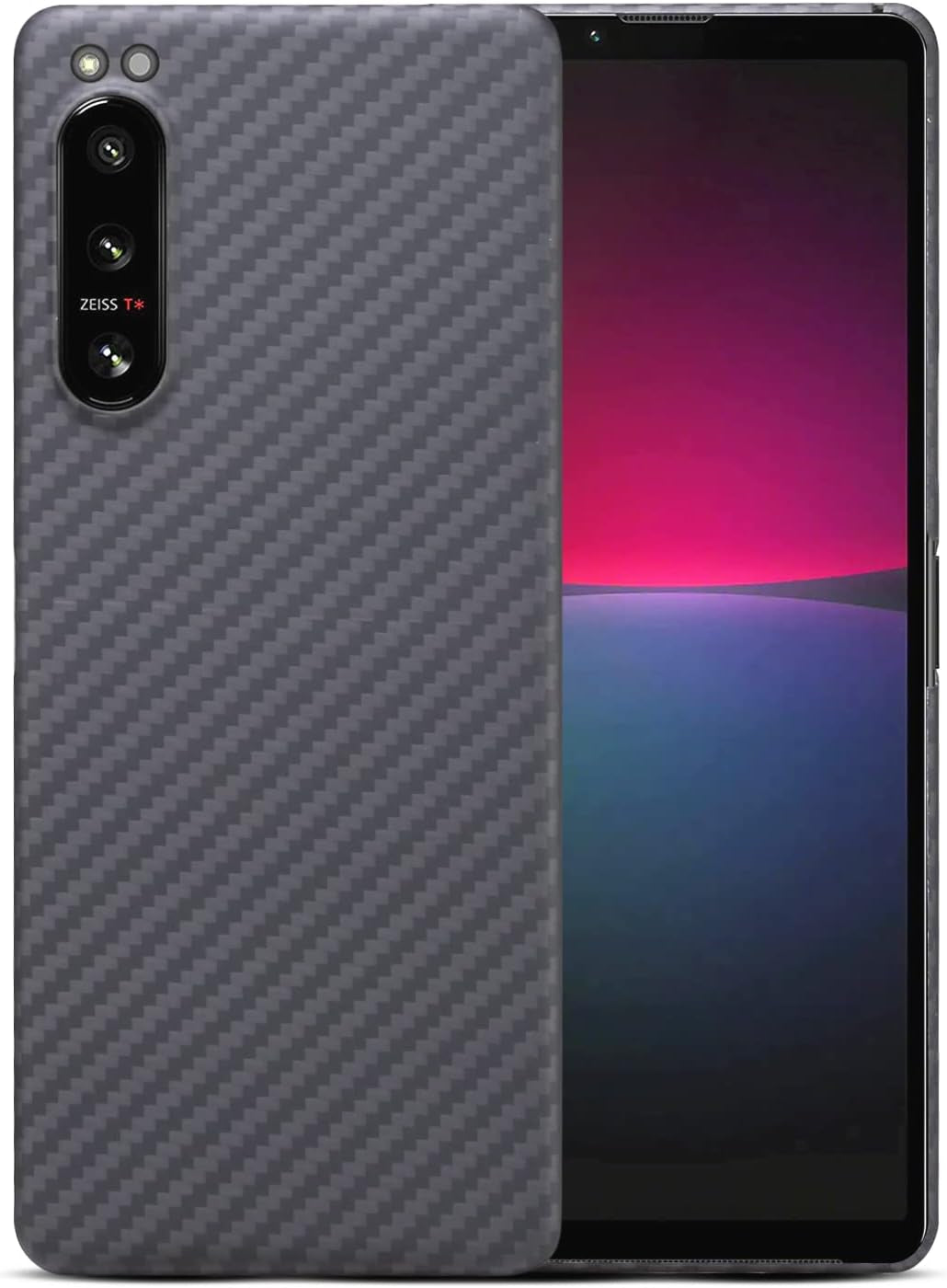 GIMENOHIG Ultra Slim and Lightweight Aramid Carbon Fiber Case for Sony Xperia 5 Iv (Red Black)  GIMENOHIG Black  