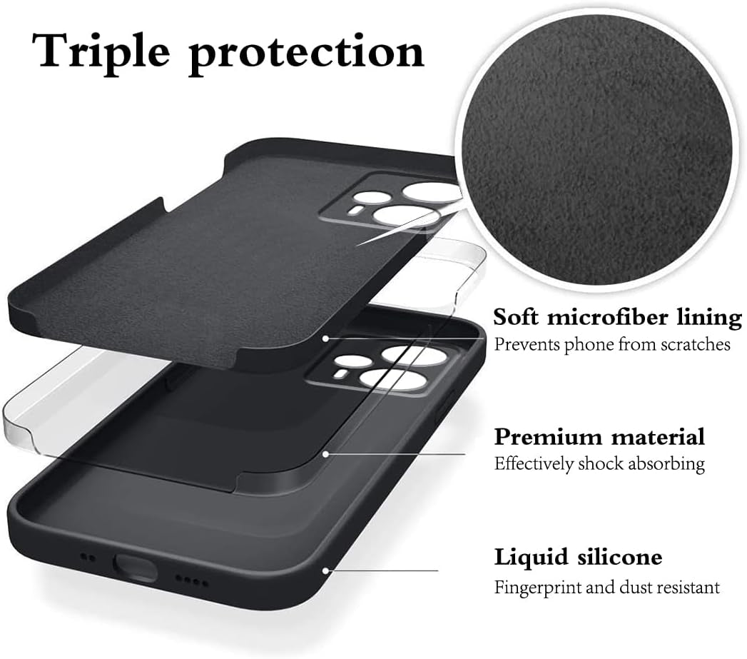 Wousunly Compatible with Poco F5 Case Silicone Liquid Dark Green, Soft Smooth Touch Xiaomi Poco F5 Phone Case Silicone Shockproof Thin Cover (Black)  Wousunly   