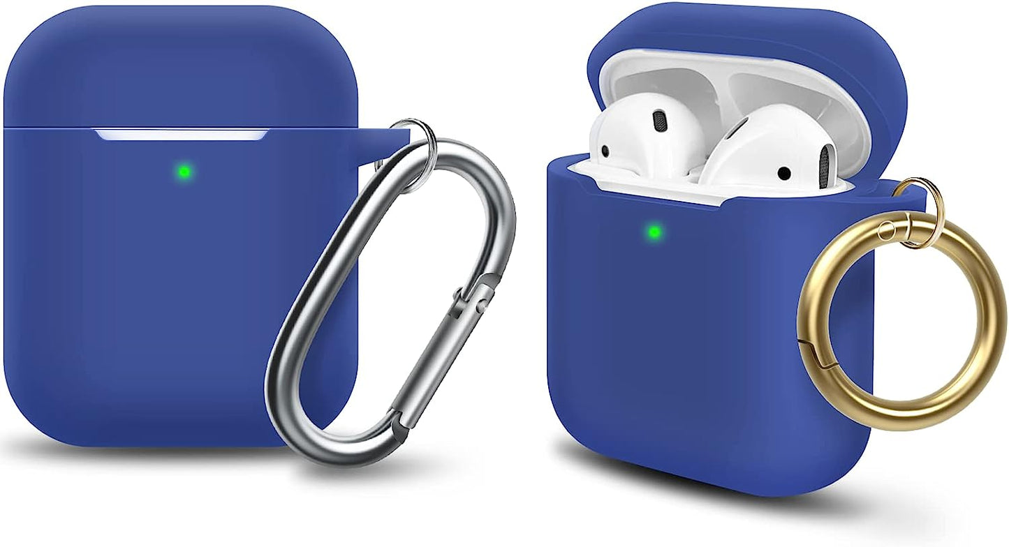 MOLOPPO Case Cover Compatible with Airpods, Soft Silicone Protective Cover with Keychain for Women Men Compatible with Apple Airpods 2Nd 1St Generation Charging Case, Front LED Visible- Milk Tea  MOLOVA P-Royal blue  