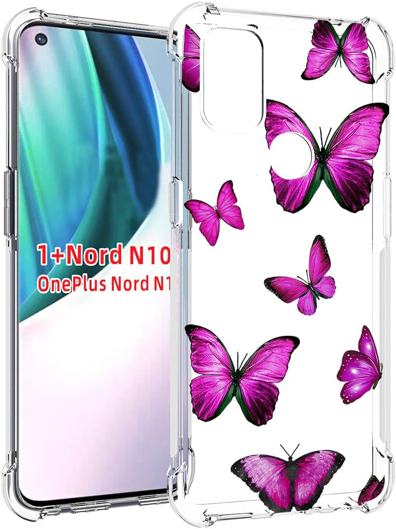 Vokuha for Oneplus Nord N10 5G Case, Oneplus N10 5G Case for Girls Women, Clear Slim Shockproof Pattern Soft Flexible TPU Rubber Back Phone Protective Cover Cases for Oneplus Nord N10 5G (Butterfly)  Vokuha   