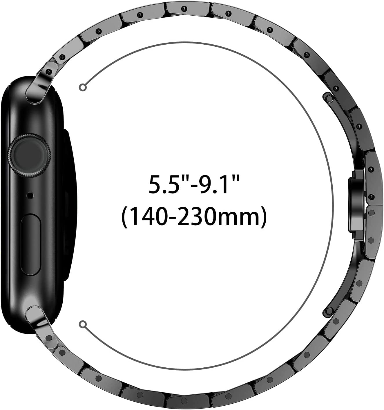 CHANCHY Stainless Steel Band for Apple Watch Ultra Band 49Mm 45Mm 44Mm 42Mm 38Mm 40Mm 41Mm, Metal Strap with Folding Clasp for Apple Watch Series 8 7 6 5 4 3 2 1 SE Men (Black, 49Mm 45Mm 44Mm 42Mm)  CHANCHY   
