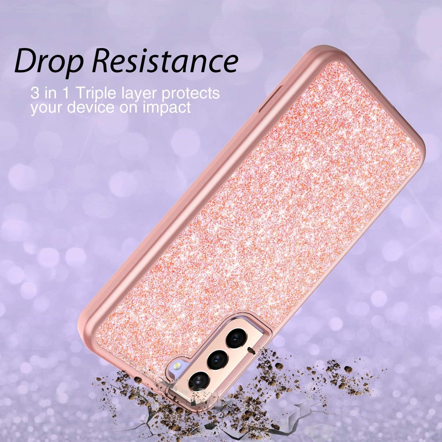 Coolwee Pink Full Protective Case for Galaxy S21 plus 5G Heavy Duty Hybrid 3 in 1 Rugged Shockproof Women Girls Transparent for Samsung Galaxy S21 plus 6.7 Inch Rose Gold  Coolwee   