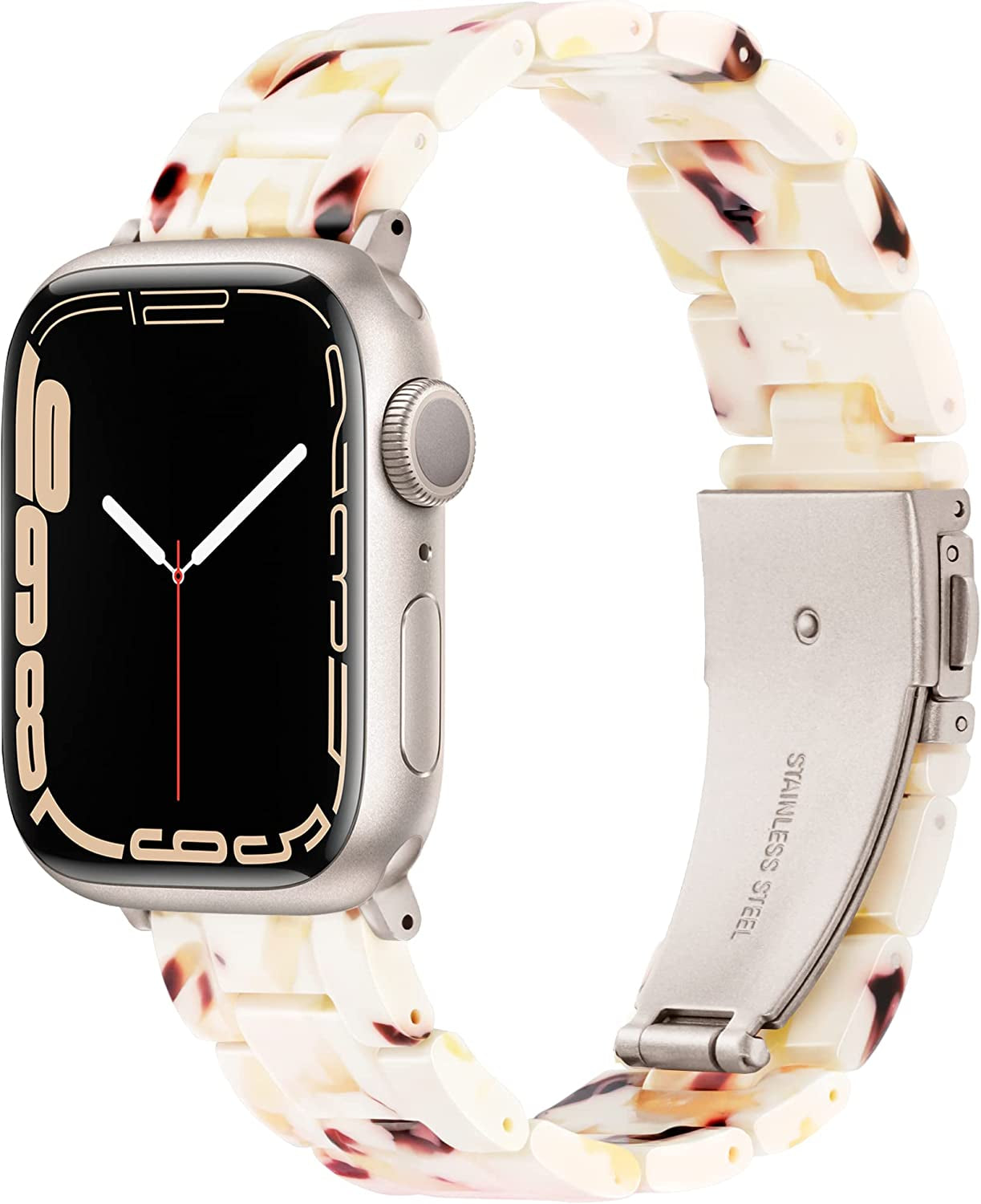 Vamyzji Compatible with Apple Watch Band 41Mm 40Mm 38Mm or 49Mm 45Mm 44Mm 42Mm, Light Waterproof Easy Adjustable Resin Replacement Iwatch Band for Apple Watch Ultra Series 8 Series 7 6 SE 5 4 3 2 1  Vamyzji Nougat White for Starlight 41mm/40mm/38mm 