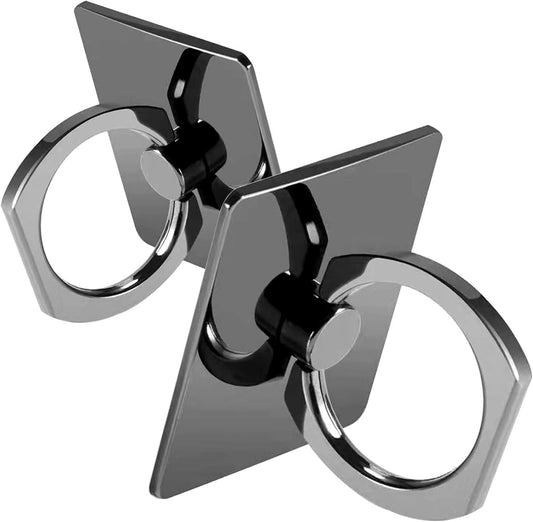 [2 Pack] Square Sparkling Cell Phone Ring Holder Stand,360 Degree Rotation and 180 Degreeadjustable Finger Ring Kickstand with Polished Metal Phone Grip (Black)  Wansurs   