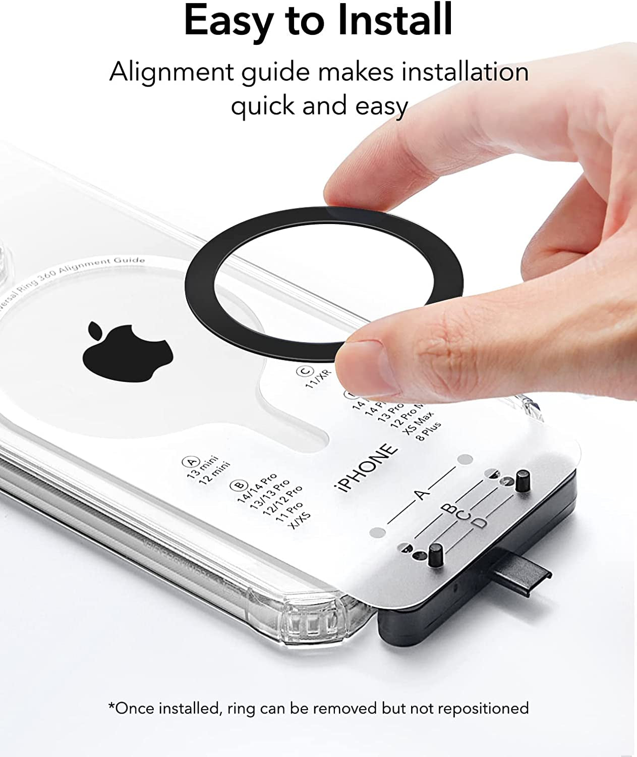 ESR Magsafe Ring 360 (Halolock), Magsafe Sticker, Magsafe Magnet, Universal Magnetic Conversion Kit for Iphone 14/13/12/11/X Series, Galaxy S22/S21/20 and More, 2 Pack, Magsafe Accessories, Black  Electronic Silk Road Corp   
