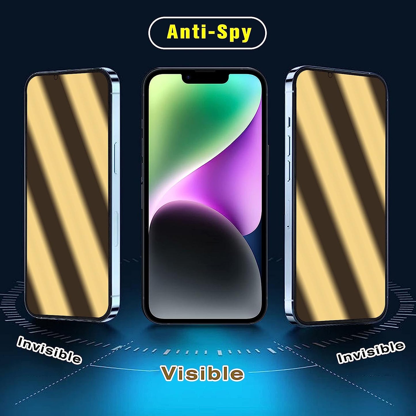 Heromiracle Privacy Screen Protector Compatible with Iphone 14 and Compatible with Iphone 13/13Pro anti Blue Light Eye Protection 2 Pack Mirror Tempered Glass Gradient Colorful Anti-Spy Full Coverage 9H Hardness Film (Gold 6.1 Inch)  Heromiracle   