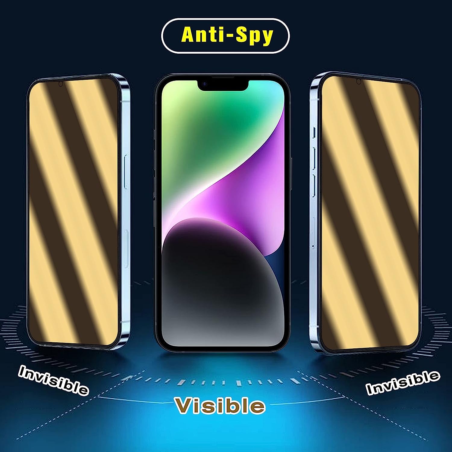 Heromiracle Privacy Screen Protector Compatible with Iphone 14 and Compatible with Iphone 13/13Pro anti Blue Light Eye Protection 2 Pack Mirror Tempered Glass Gradient Colorful Anti-Spy Full Coverage 9H Hardness Film (Gold 6.1 Inch)  Heromiracle   