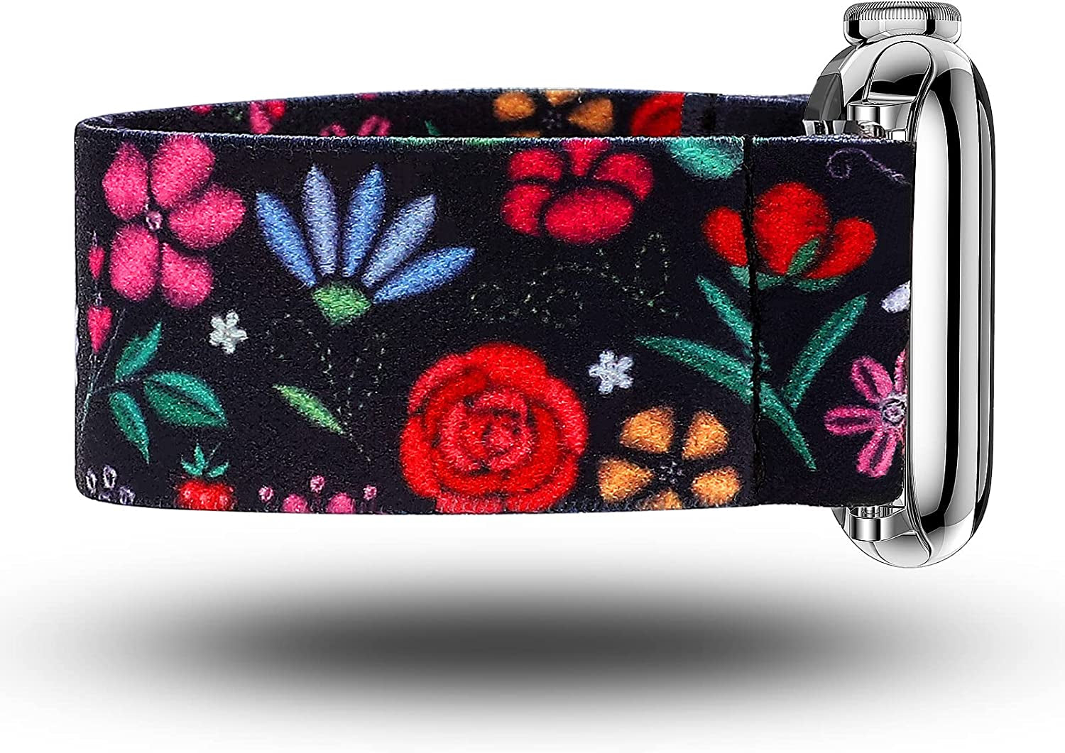 TOYOUTHS Elastic Band Compatible with Apple Watch Band Scrunchies Stretchy Solo Loop 41Mm/40Mm/38Mm Soft Nylon Strap Replacement Wristband for Iwatch Series 8/7/SE/6/5/4/3/2/1, Black/Gold/Blue, S  TOYOUTHS   