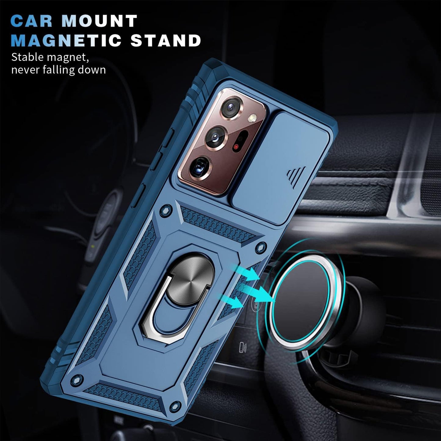 DAWEIXEAU Case for Galaxy Note 20 Ultra, Shockproof Impact Resistant with Slide Lens Protective Cover Case for Samsung Galaxy Note 20 Ultra/Note 20 Ultra 5G (Blue)  DAWEIXEAU   