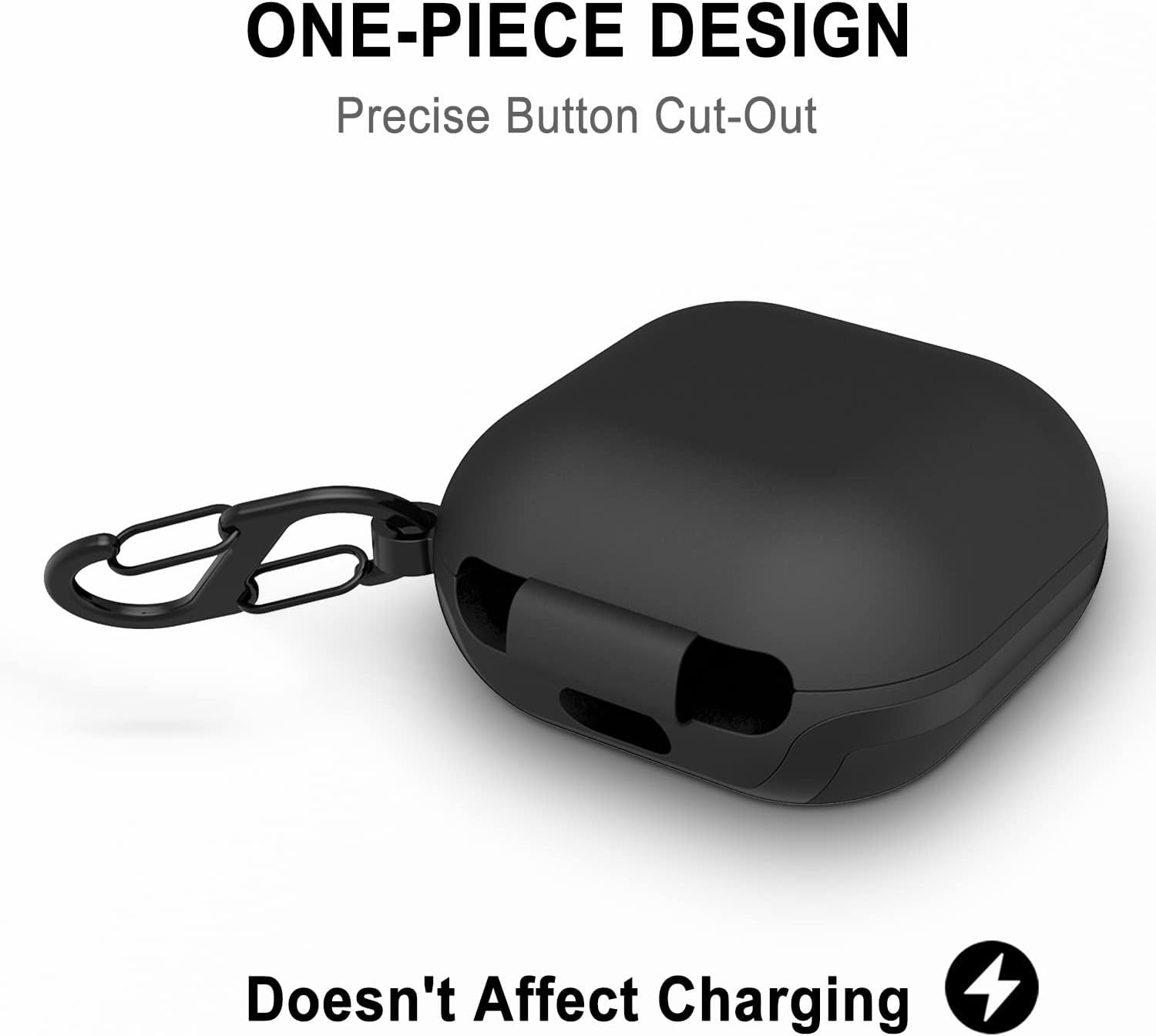 Geiomoo Silicone Case Compatible with Galaxy Buds 2 Pro, Galaxy Buds2, Galaxy Buds Pro, Galaxy Buds Live, Protective Cover with Carabiner (Black)  Geiomoo   