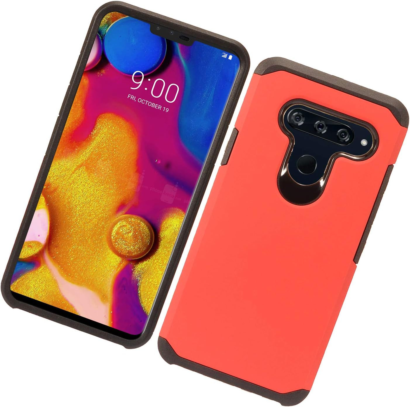 Eaglecell - Compatible with LG V40 Thinq - Rubberized Hybrid Hard Case - AH2 Red  Eaglecell   