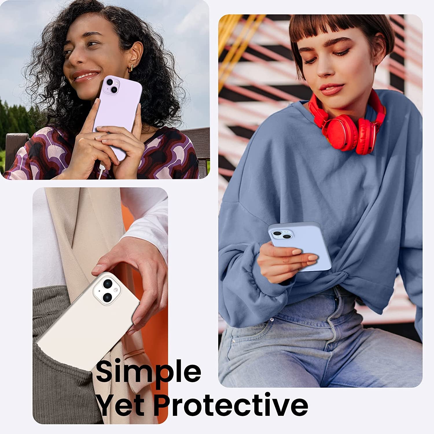 ORNARTO Compatible with Iphone 14 Case 6.1, Slim Liquid Silicone 3 Layers Full Phone Covered Soft Gel Rubber Case Protective Phone Cover 6.1 Inch-Baby Blue  ORNARTO   