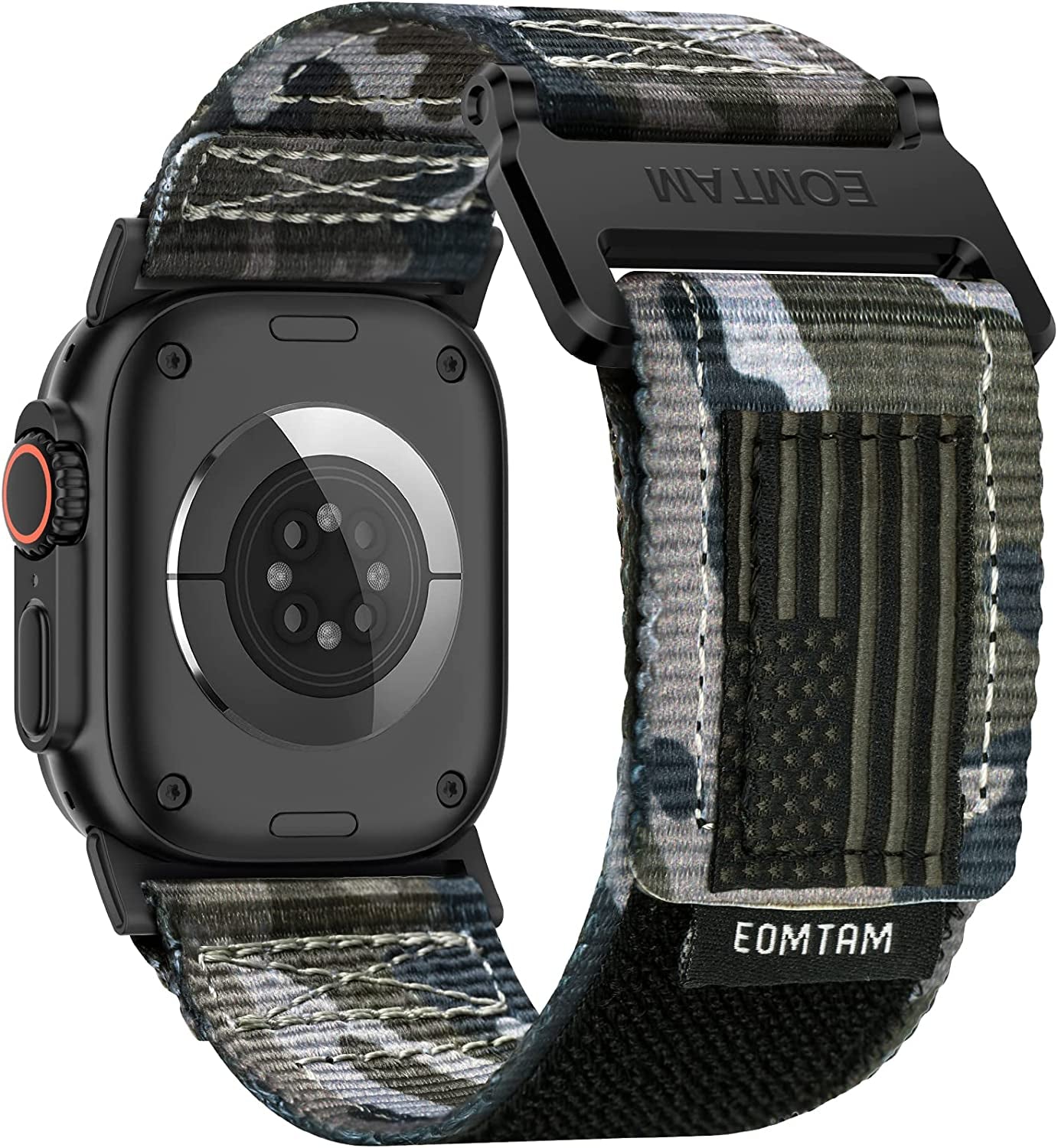 EOMTAM Width 30MM Men Soft Nylon Strap for Apple Watch Band Ultra 49Mm 45Mm 44Mm 42Mm 41Mm 40Mm 38Mm, Rugged Sport Woven Adjustable Wristband for Iwatch Series 8 SE 7 6 5 4 3  EOMTAM Gray Army Green-USA Flag 42/44/45/49MM 