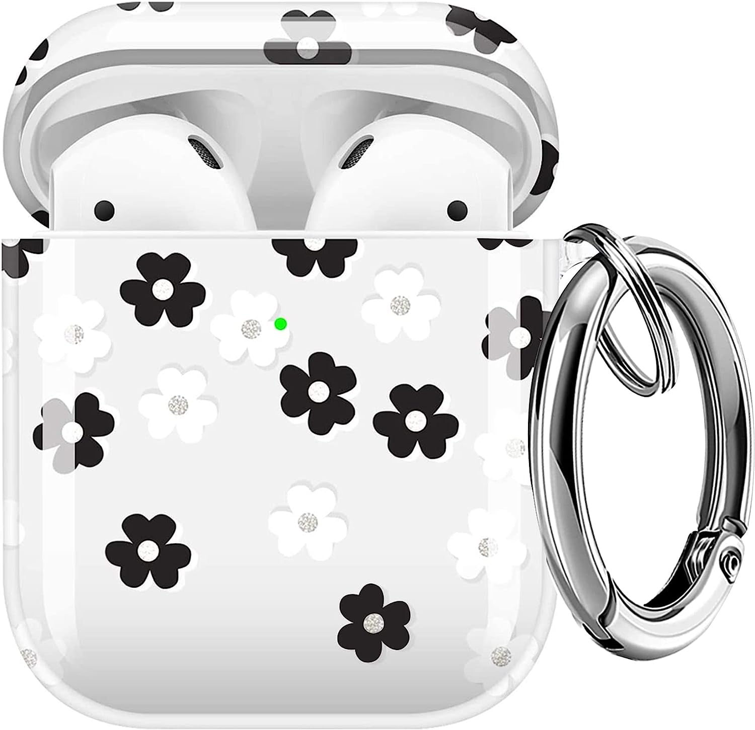 Maxjoy Compatible Airpods Case Cover, Leopard Print Case for Women Men Cute Air Pod 2 Hard Shell Protective Cover with Keychain Compatible with Apple Airpods Charging Case 2&1  Maxjoy Gold + White  