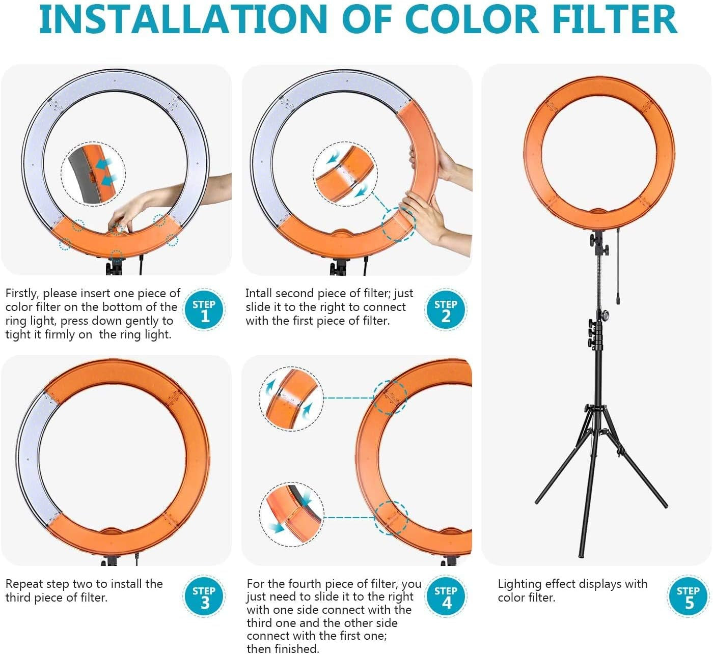 Neewer 18"/48Cm LED Ring Light: 52W Dimmable LED Ringlight Makeup Selfie Light Ring with Stand/Soft Tube/Phone Holder/Filter for Camera Phone Photography Youtube Tiktok Video Blogging Live Streaming  NEEWER   