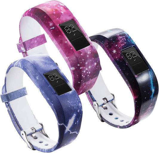 GTHY Compatible with Garmin Vivofit JR/JR 2/Vivofit 3 Bands Repacement,For Kids Boys Girls,Soft Silicone Pattern Adjustable Straps,Wristbands,Watch Band,With Secure Metal Clasp,Lagre&Small  GTHY   
