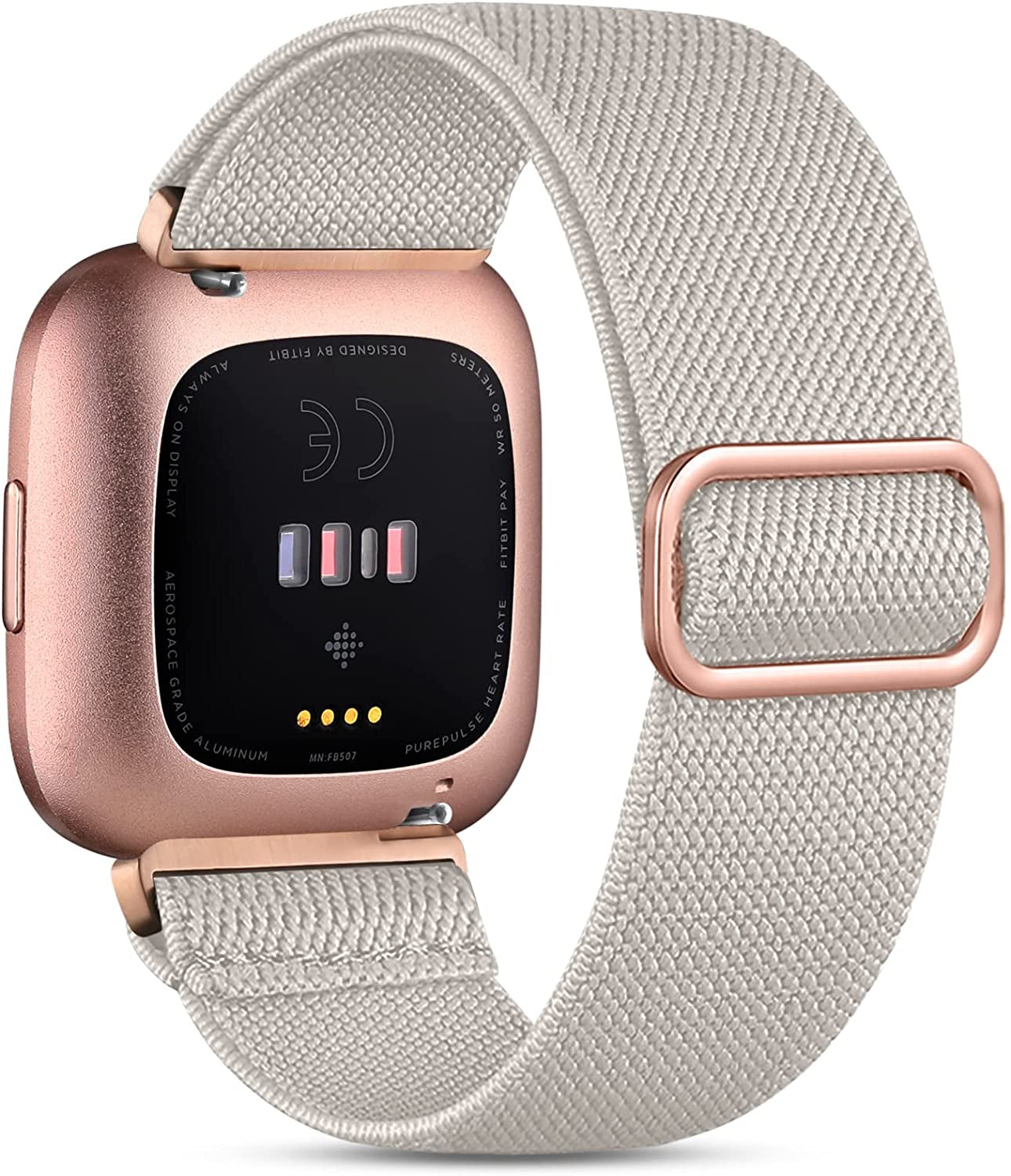 Witzon Compatible with Fitbit Versa 2 Bands for Women Men, Soft Breathable Versa 2 Solo Loop Sport Strap, Versa Lite Versa SE Replacement Accessories Adjustable Braided Nylon Versa 2 Band, Deep Pink  Witzon Starlight  