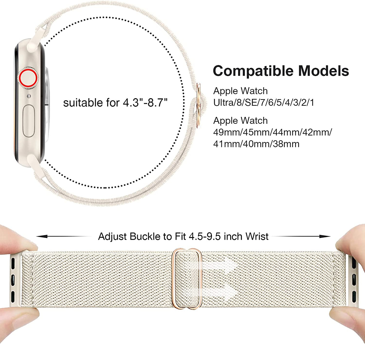 CTYBB 4 Pack Stretchy Nylon Solo Loop Bands Compatible with Apple Watch 40Mm 38Mm 44Mm 49Mm 45Mm 42Mm 41Mm, Adjustable Braided Elastic Sport Straps Womens Men Wristbands for Iwatch Series 8 7 6 5 4 3 2 1 SE Ultra  CTYBB   